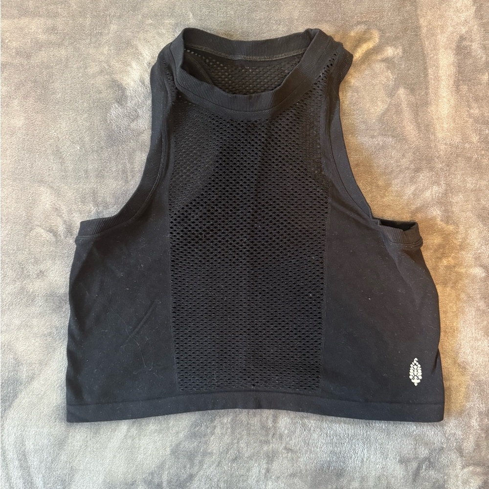 Black Mesh Crop Top
